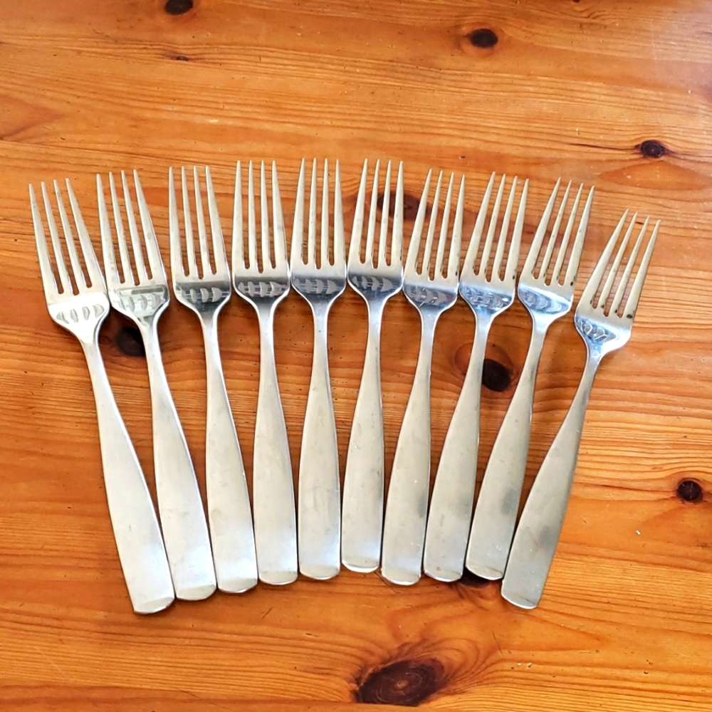 10 Mikasa towle loft or riverside large dinner forks stainless flatware